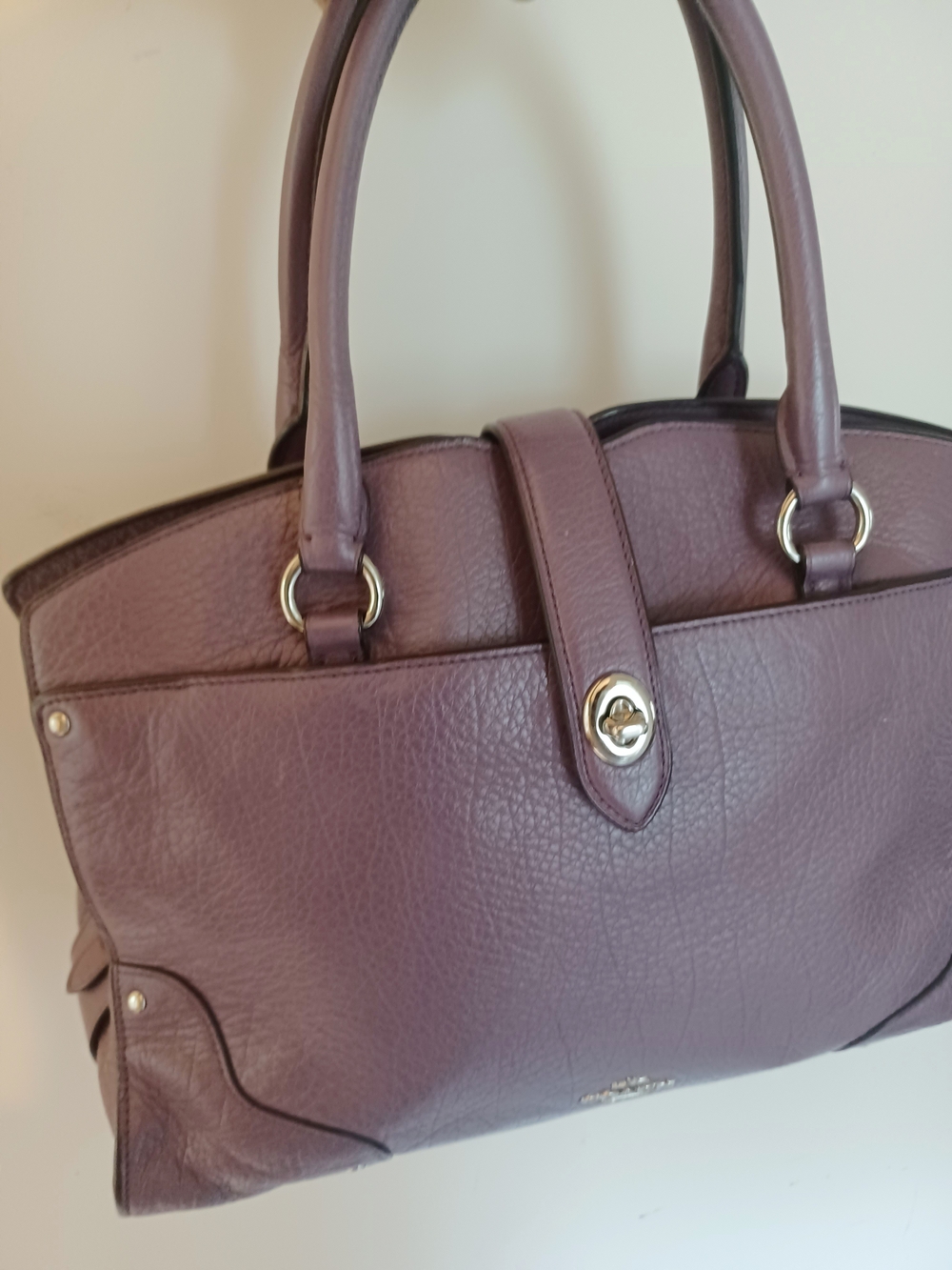 Coach Pebbled Leather Satchel in Plum - Picture 4 of 10